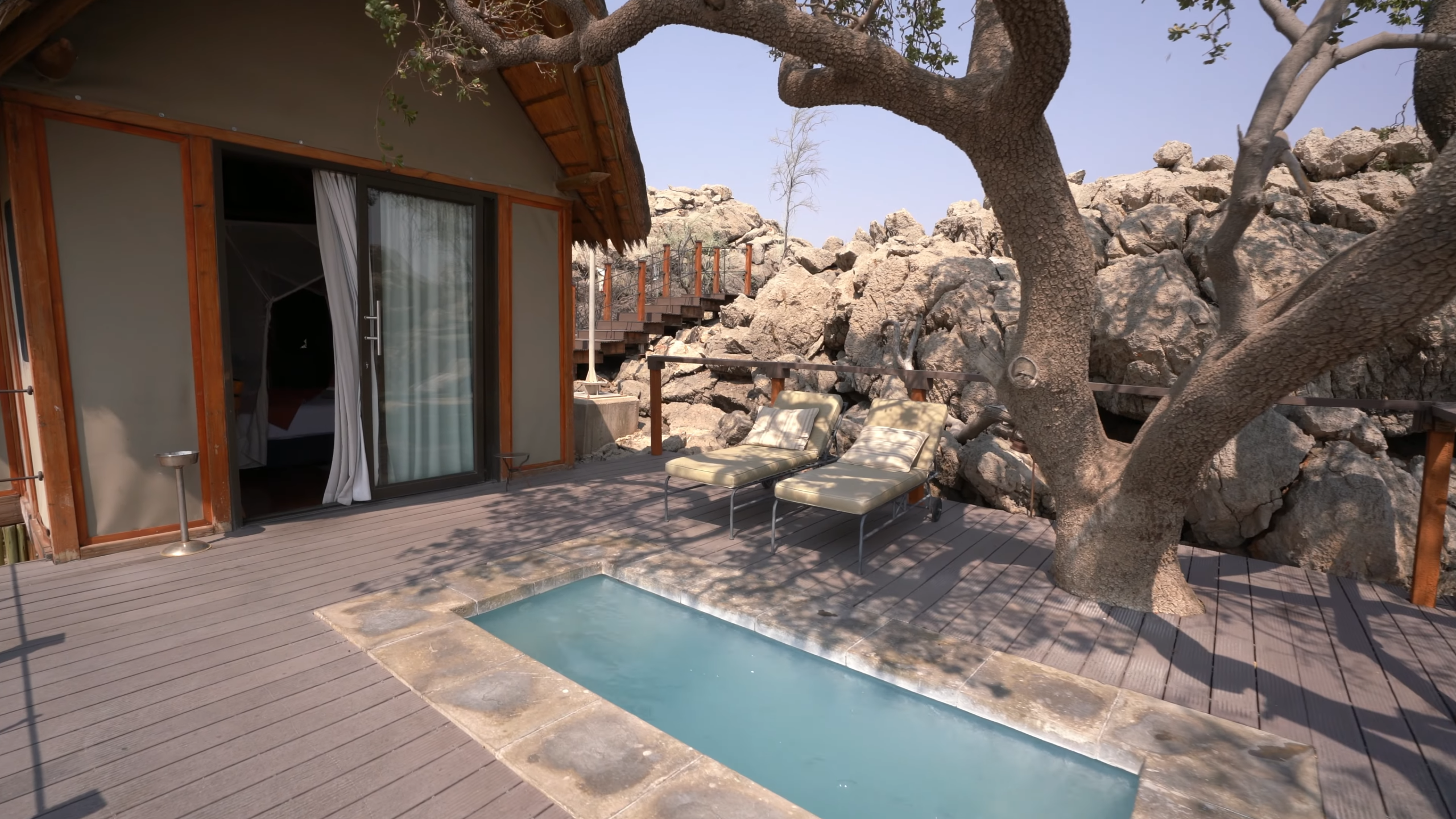 Luxury safari lodge chalet with private plunge pool in Etosha National Park Namibia_Mtembezi African Safaris